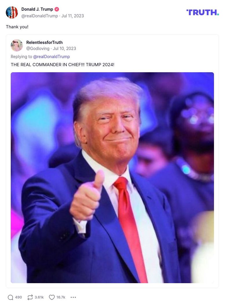 Post image from Donald Trump