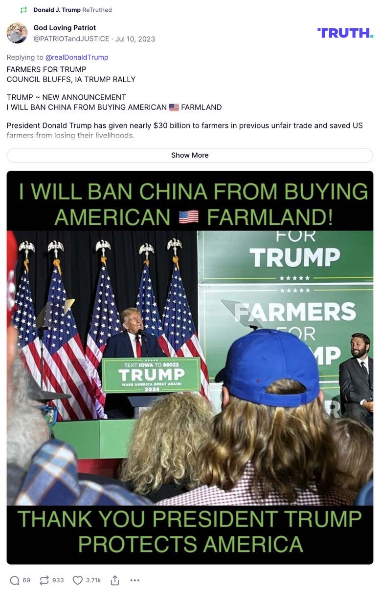 Post preview from Donald Trump