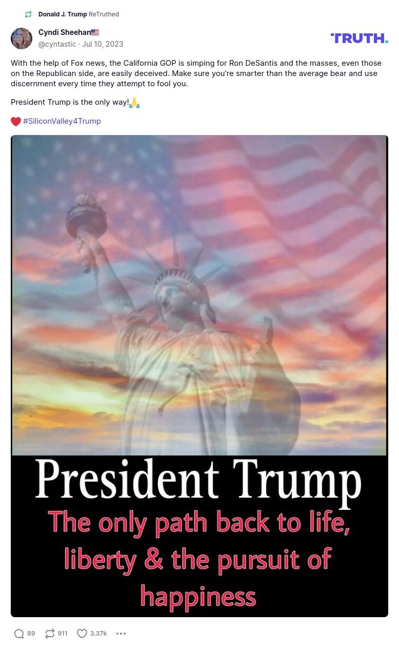 Post image from Donald Trump