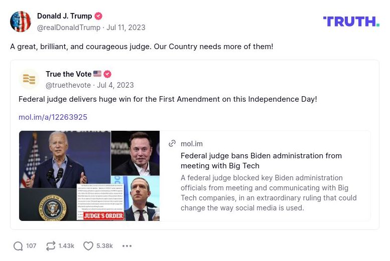 Post image from Donald Trump