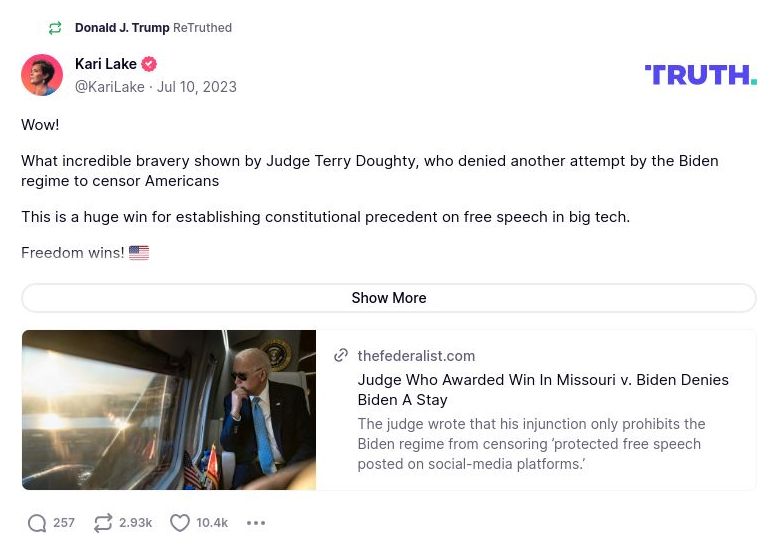 Post image from Donald Trump