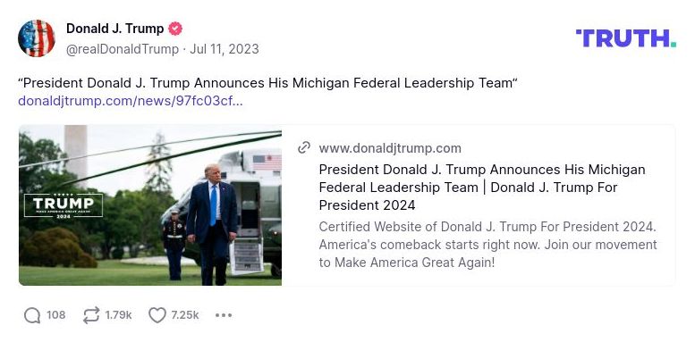 Post image from Donald Trump