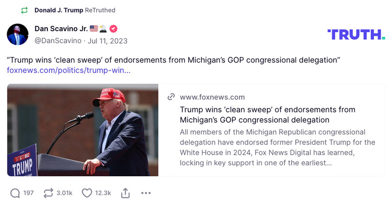 Post image from Donald Trump