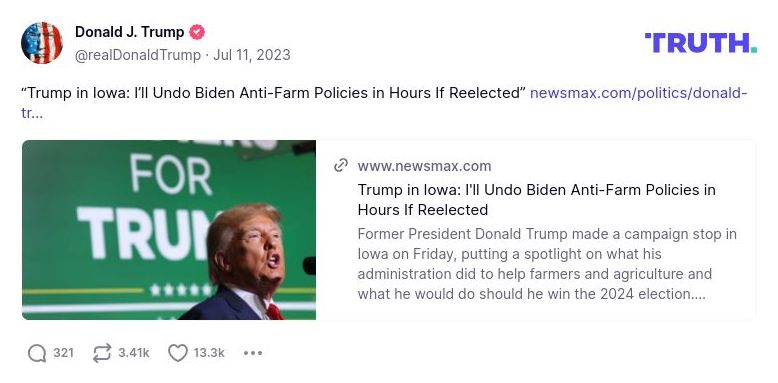 Post image from Donald Trump