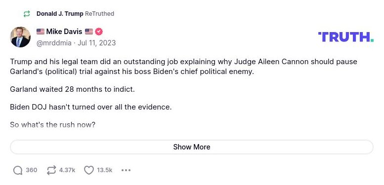 Post image from Donald Trump