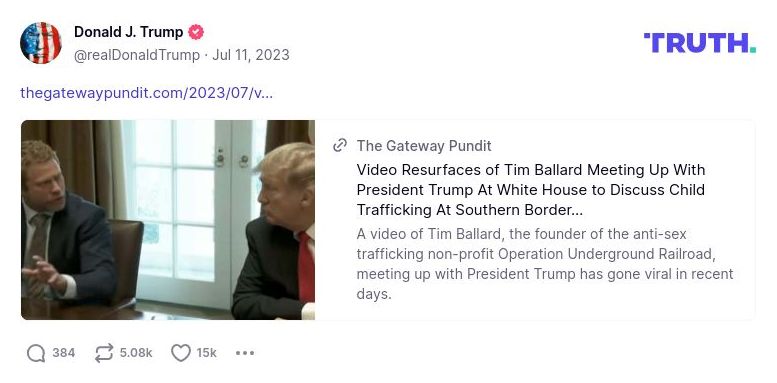 Post image from Donald Trump