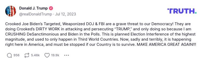 Post image from Donald Trump