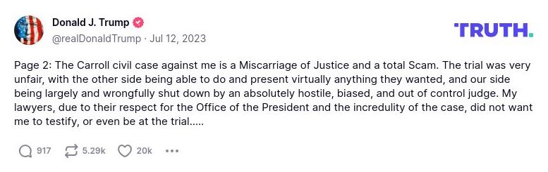 Post image from Donald Trump