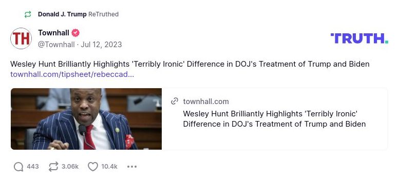 Post image from Donald Trump