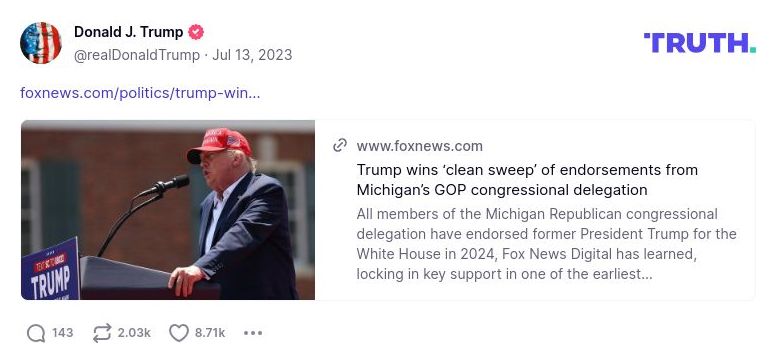 Post image from Donald Trump