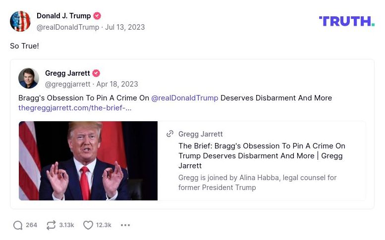 Post image from Donald Trump