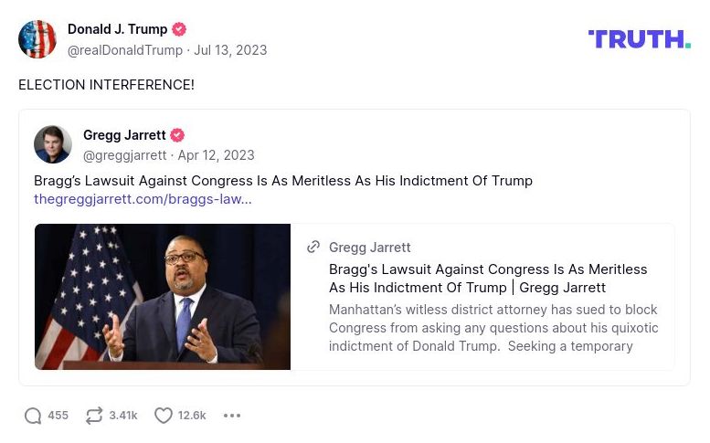 Post image from Donald Trump