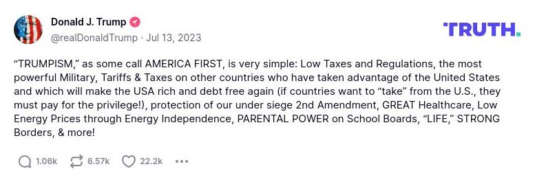 Post image from Donald Trump