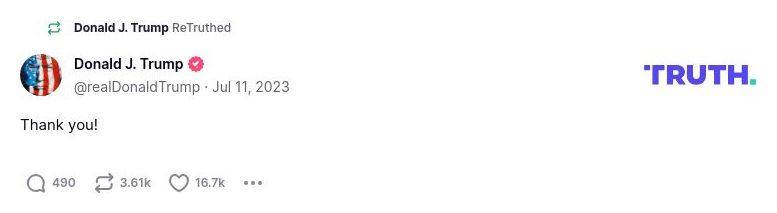 Post image from Donald Trump