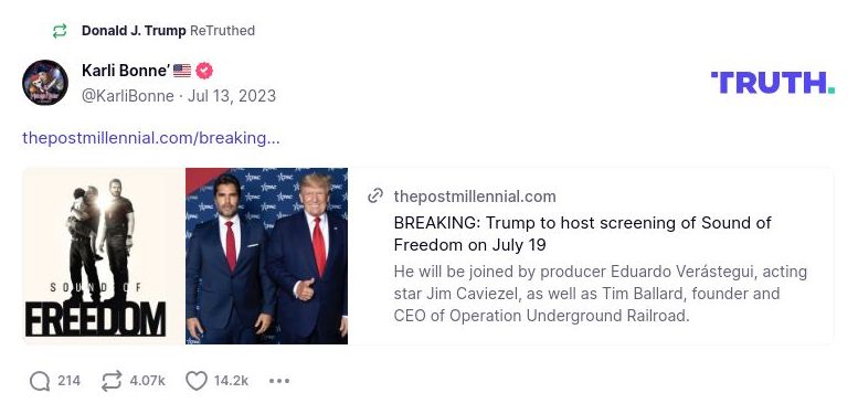 Post image from Donald Trump