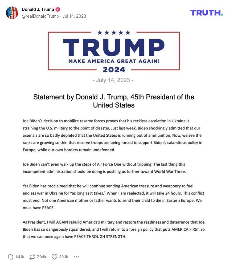 Post image from Donald Trump