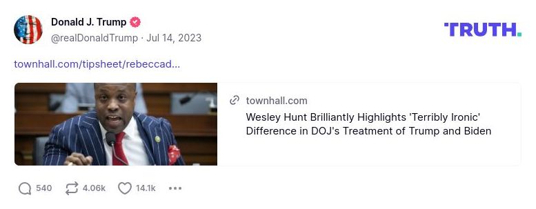 Post image from Donald Trump