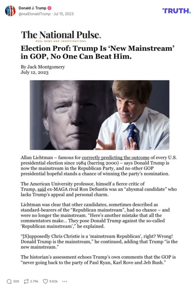 Post image from Donald Trump