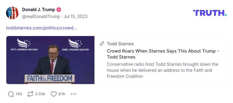 Post image from Donald Trump