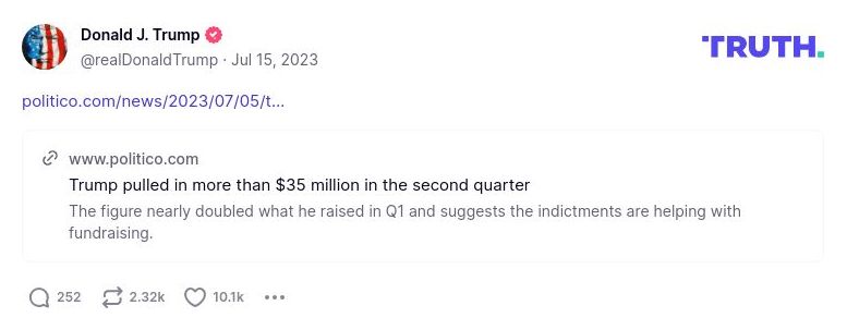 Post image from Donald Trump