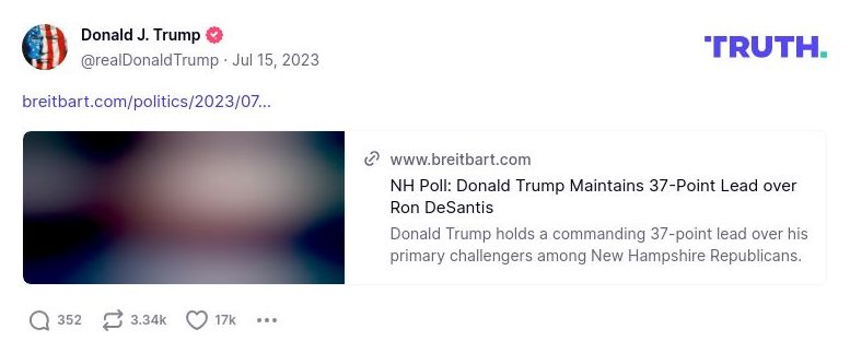 Post image from Donald Trump