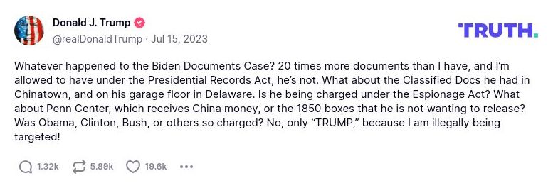 Post preview from Donald Trump