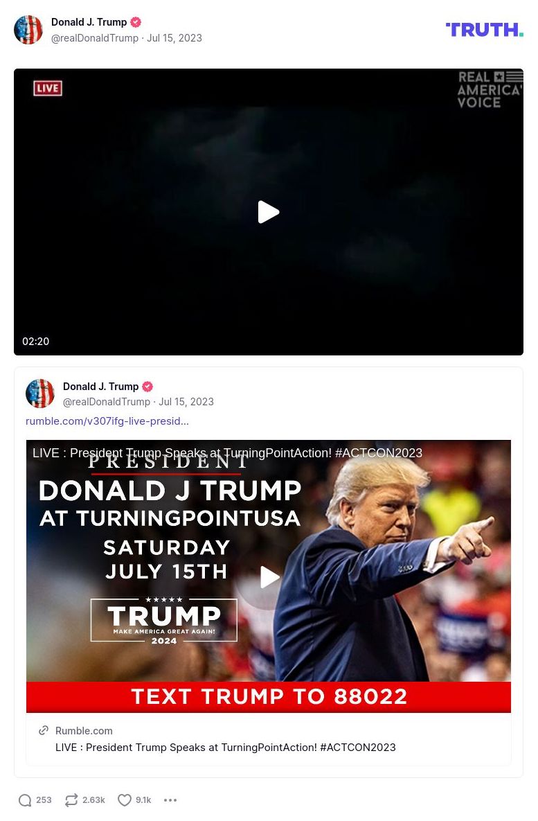 Post image from Donald Trump