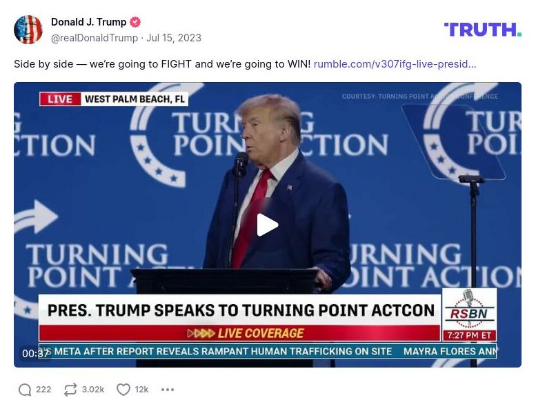 Post image from Donald Trump