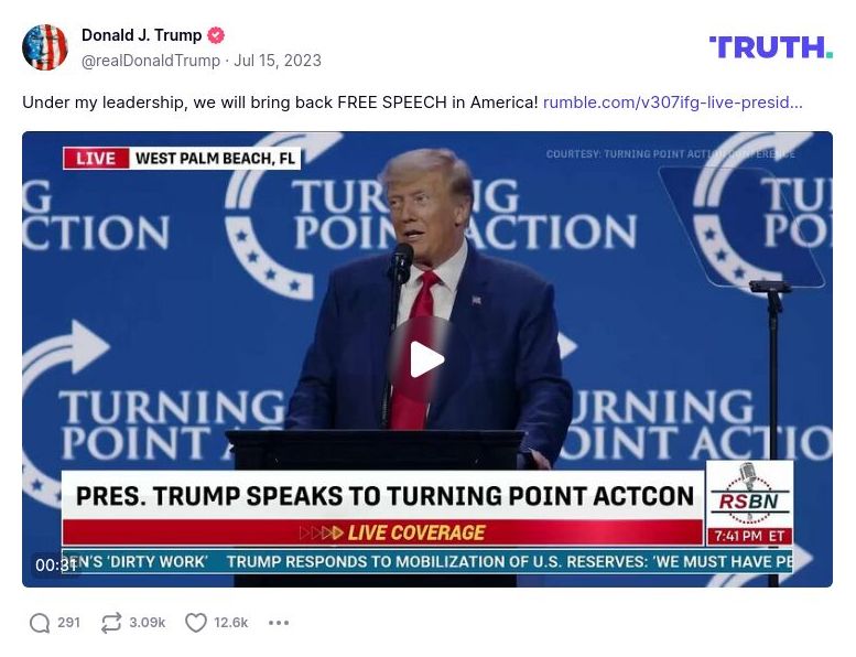 Post image from Donald Trump