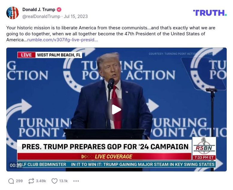 Post image from Donald Trump