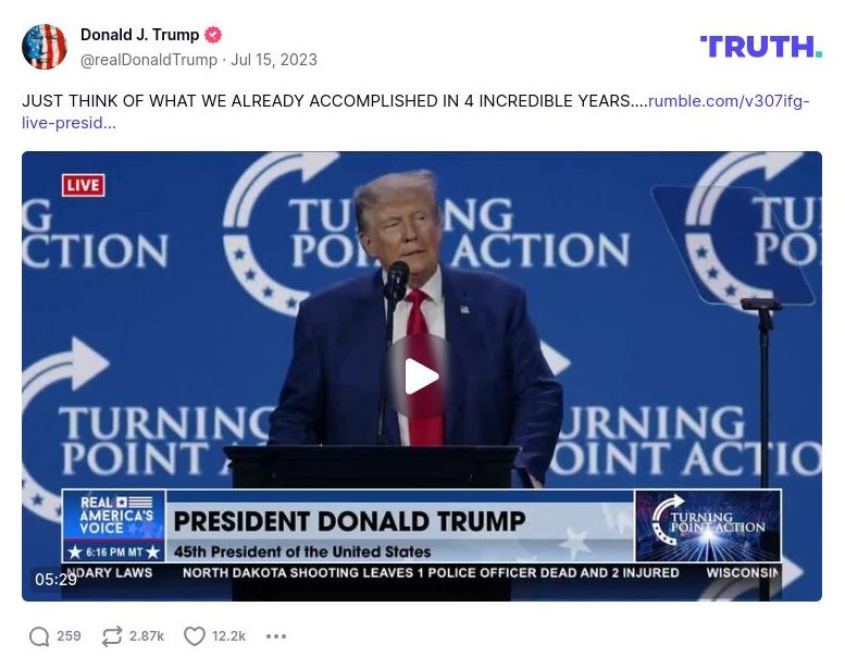 Post image from Donald Trump