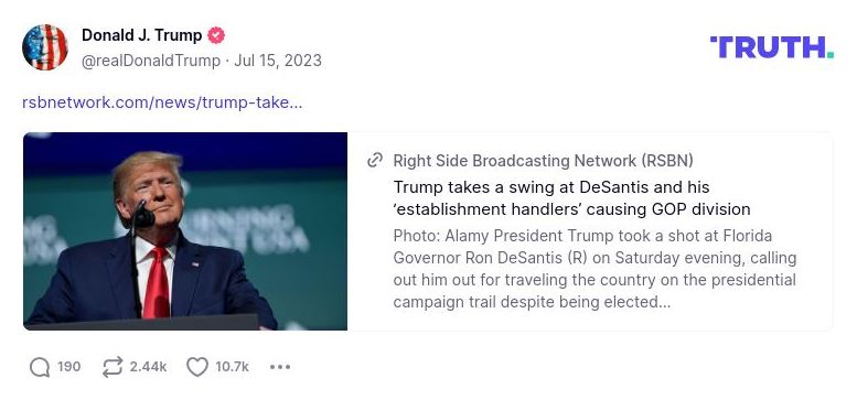 Post image from Donald Trump