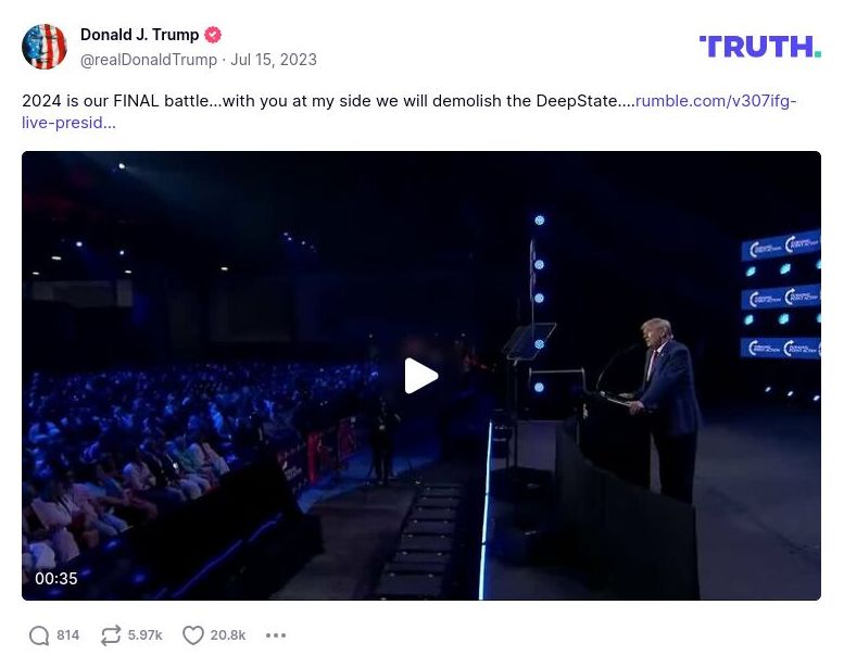 Post image from Donald Trump