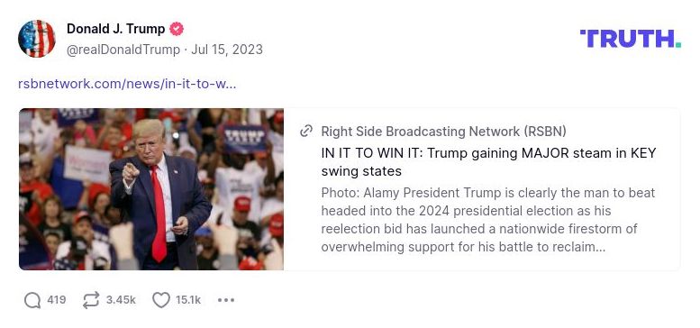 Post image from Donald Trump