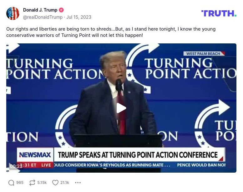 Post image from Donald Trump