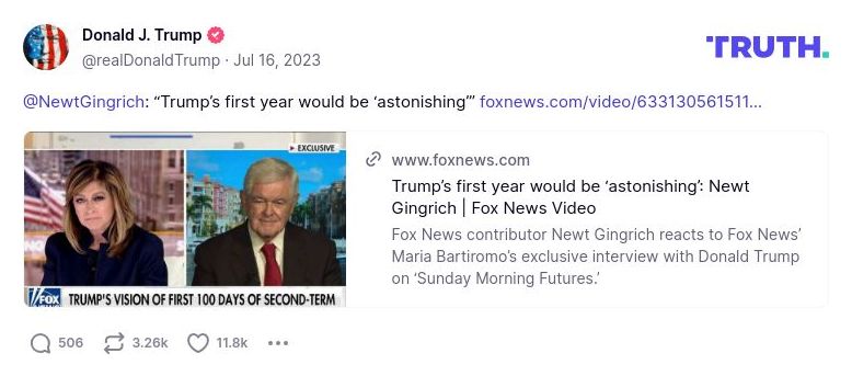 Post image from Donald Trump