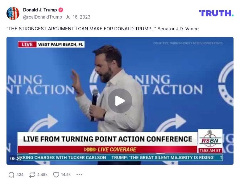 Post image from Donald Trump