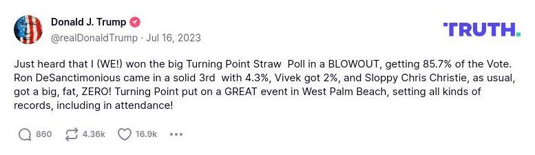 Post image from Donald Trump