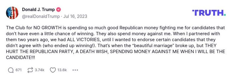 Post image from Donald Trump