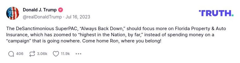 Post image from Donald Trump