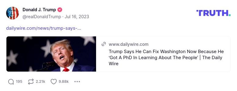 Post image from Donald Trump