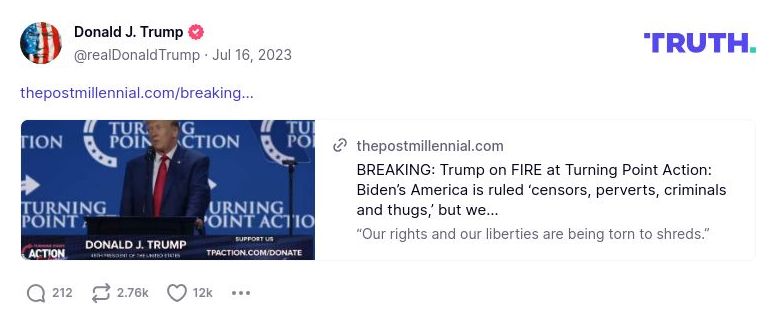 Post image from Donald Trump