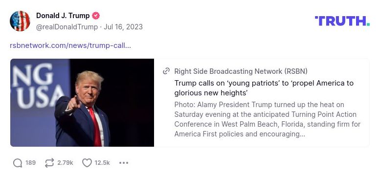 Post image from Donald Trump