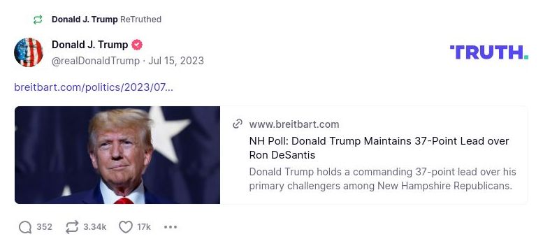 Post image from Donald Trump