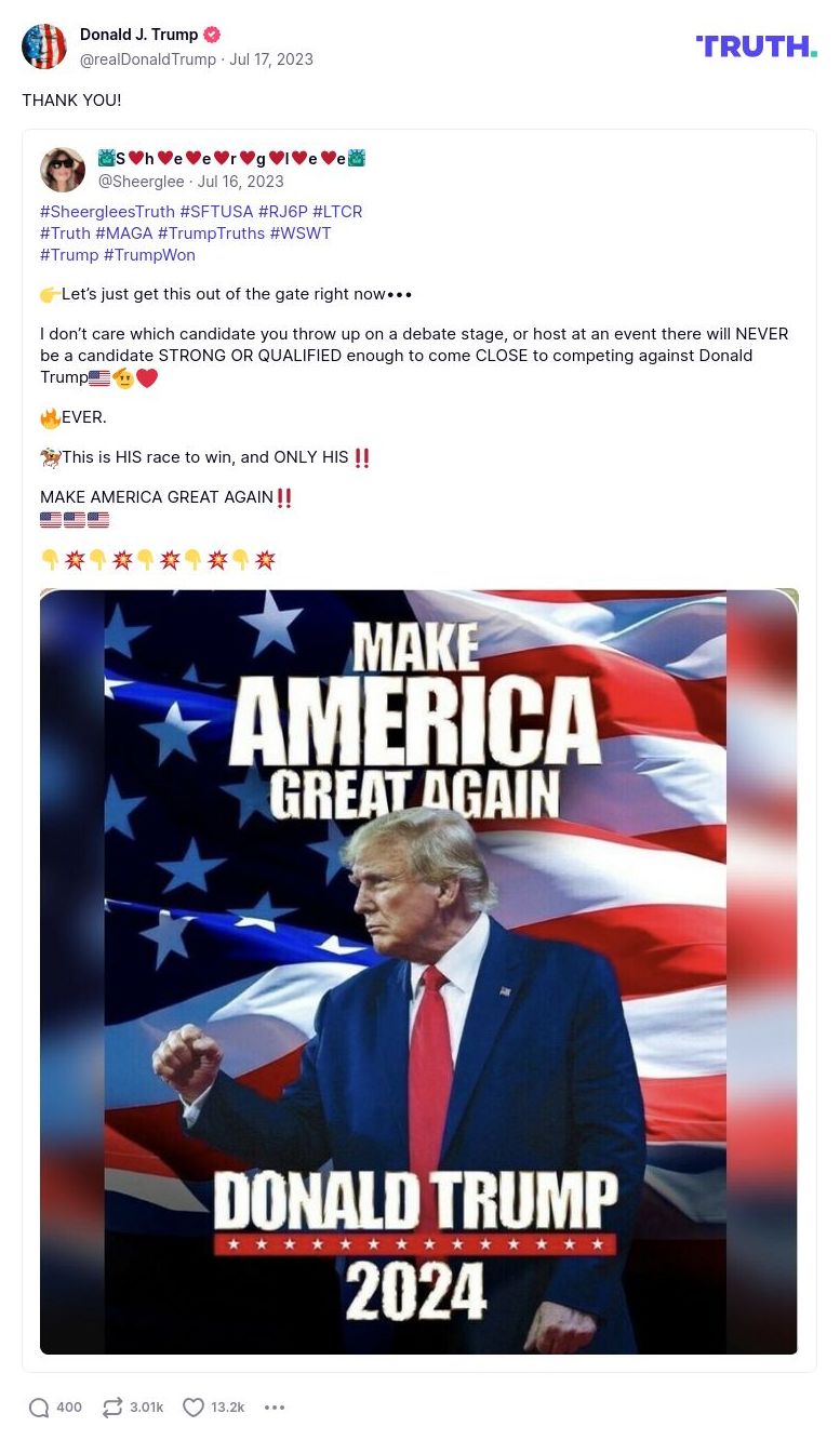 Post image from Donald Trump