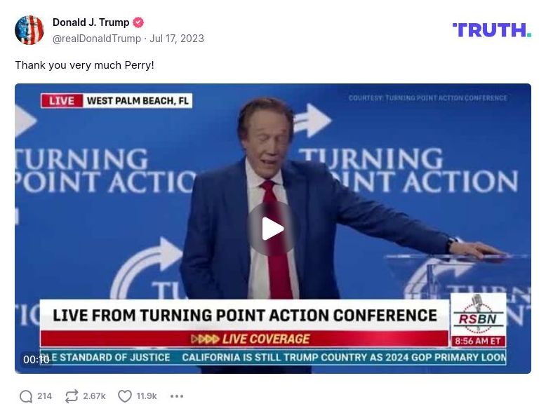 Post image from Donald Trump