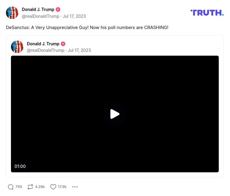 Post image from Donald Trump