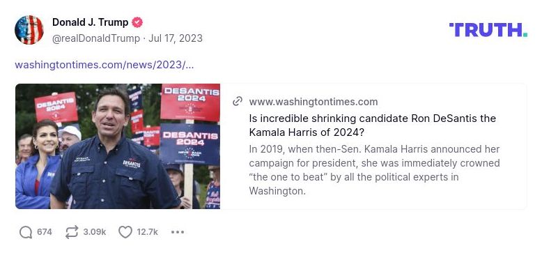 Post image from Donald Trump