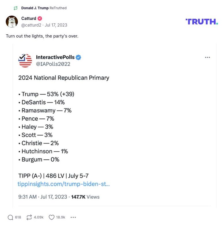 Post image from Donald Trump