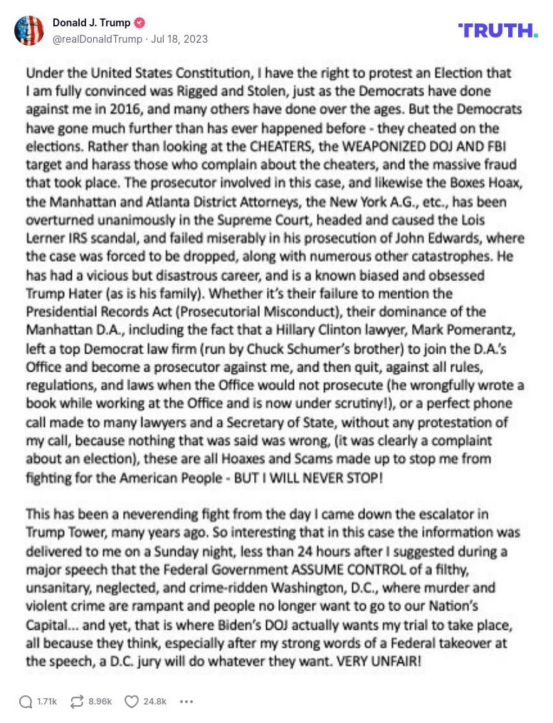 Post image from Donald Trump